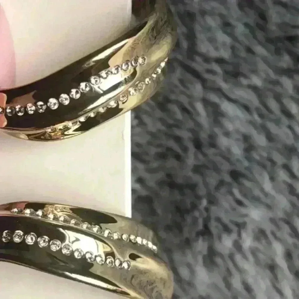 Carolee Iris Gold-Tone Plates Sterling Silver Pave Stone Hoop Earrings NWT